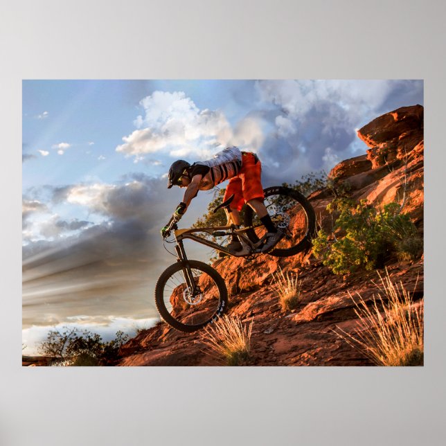 Mountain Bike in Rugged Mountain Terrain in Sunbea Poster (Front)