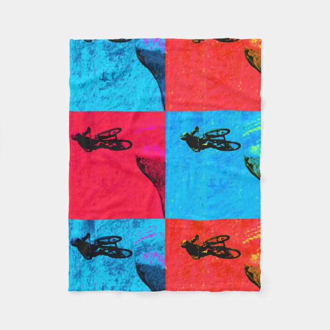 Mountain Bike Jump - BMX Rider Fleece Blanket (Front)