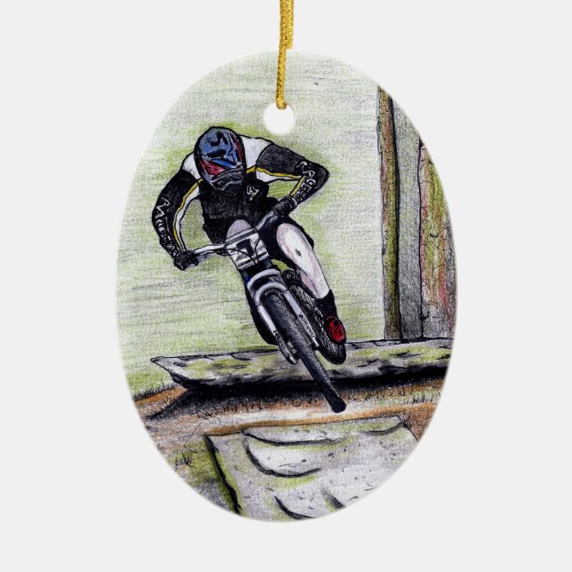 Mountain bike Llandegla mtb bmx Ceramic Tree Decoration (Front)