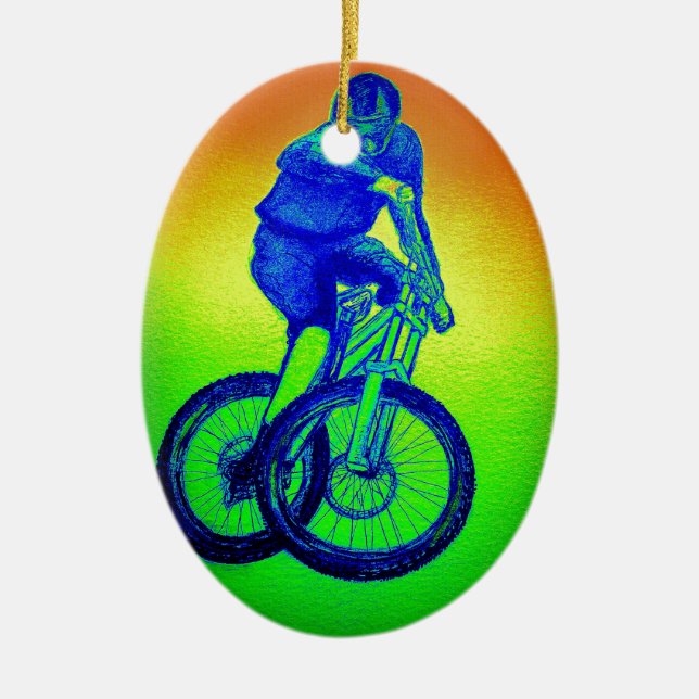 Mountain bike Llandegla mtb bmx Ceramic Tree Decoration (Front)