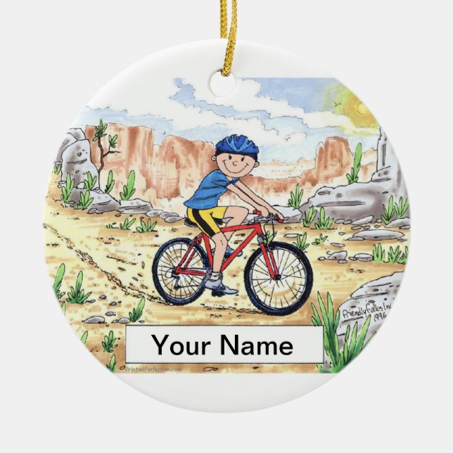 Mountain Bike - Male Ceramic Tree Decoration (Front)