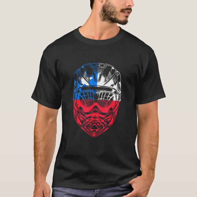 Mountain Bike Motorcycle Helmet Chile Flag T-Shirt (Front)