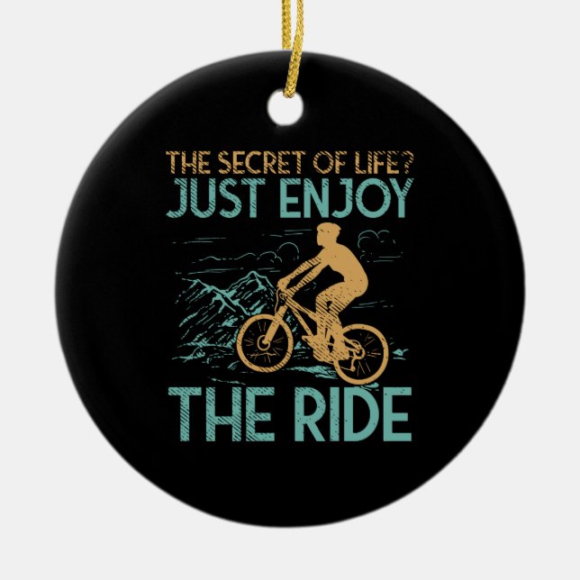 Mountain Bike Mountain Biker Ceramic Tree Decoration (Front)