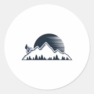 Mountain Bike Mtb Biking Riding Trails Men Vintage Classic Round Sticker