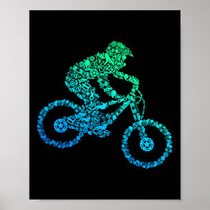Mountain Bike Mtb Downhill Biking Cycling Biker Bo Poster