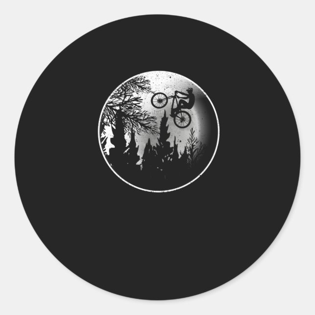 Mountain Bike MTB Moon Downhill Biking Cycling Classic Round Sticker (Front)