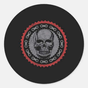 Mountain Bike Mtb Skull Bicycle Downhill Biking Bi Classic Round Sticker