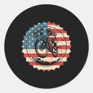 Mountain Bike Mtb Us American Flag Downhill Biking Classic Round Sticker