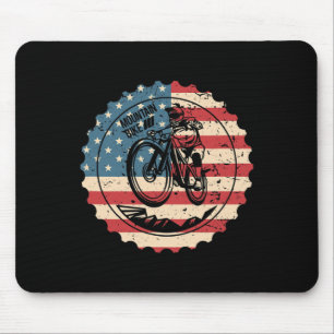Mountain Bike Mtb Us American Flag Downhill Biking Mouse Mat