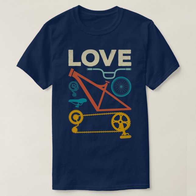Mountain Bike Rider Cyclist LOVE Bicycle Bicyclist T-Shirt (Design Front)
