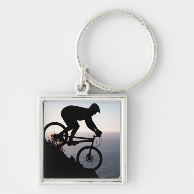 Mountain Bike Rider. Lions Head, Cape Town Key Ring (Front)