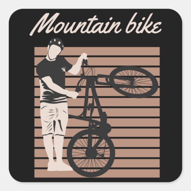 Mountain Bike Rider Square Sticker (Front)