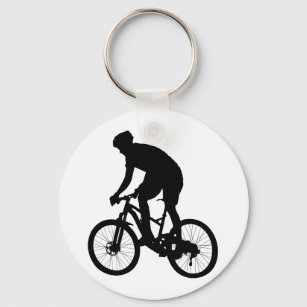 Mountain bike silhouette - Choose background color Key Ring