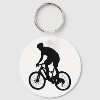 Mountain bike silhouette - Choose background color Key Ring