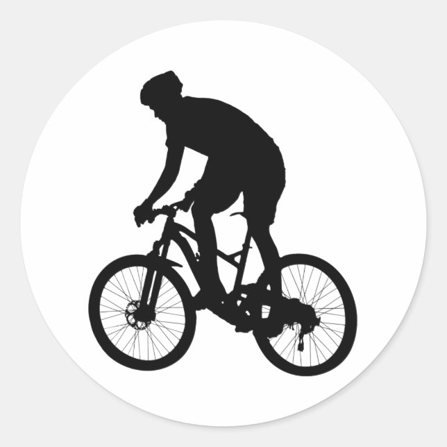 Mountain bike silhouette - Choose background colou Classic Round Sticker (Front)