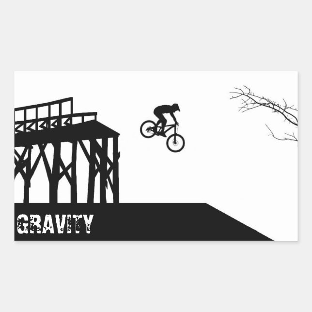 Mountain bike silhouette rectangular sticker (Front)