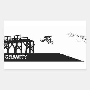Mountain bike silhouette rectangular sticker