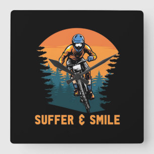 Mountain Bike Suffer And Smile Square Wall Clock