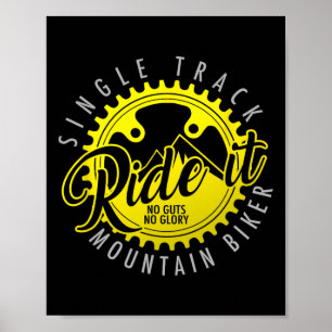 Mountain Bike Tee Shirt Single Track Mtb Biker Gif Poster