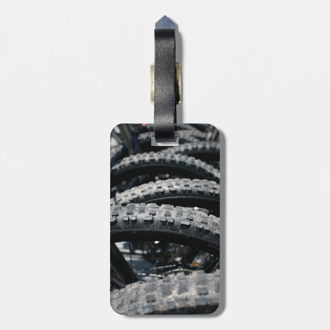 Mountain bike tires luggage tag (Back Vertical)