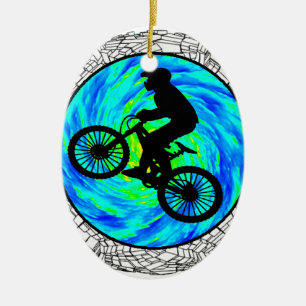 MOUNTAIN BIKE TRACKED CERAMIC TREE DECORATION