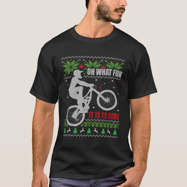 Mountain Bike Ugly Christmas Long-Sleeve T-Shirt (Front)