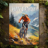 Mountain Bike Watercolor Happy Birthday