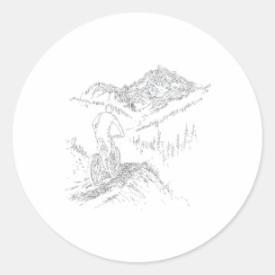 Mountain Biker Ascending Art Biking Aesthetic Moun Classic Round Sticker