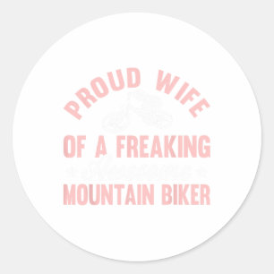Mountain Biker Bike Mtb Biking Bicycle Cycling Wif Classic Round Sticker