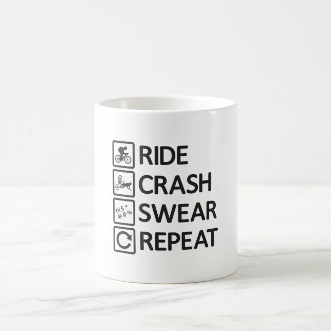 Mountain Biker Biking Repeat Downhill MTB Gift Coffee Mug (Center)