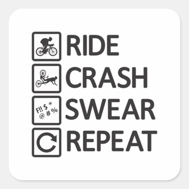 Mountain Biker Biking Repeat Downhill MTB Gift Square Sticker (Front)