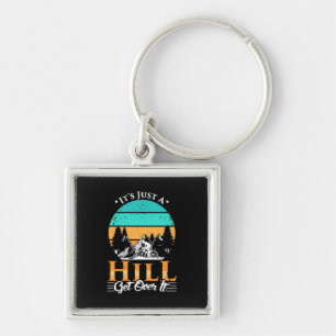 Mountain Biker Get Over Hill Key Ring