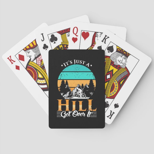 Mountain Biker Get Over Hill Playing Cards (Back)
