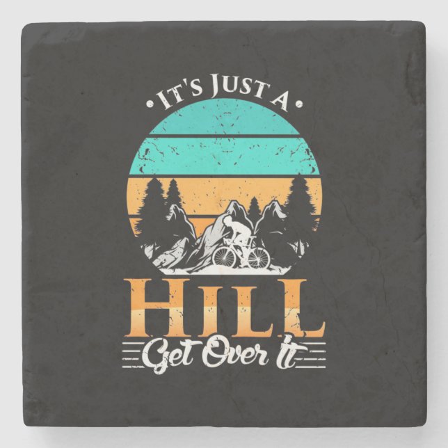 Mountain Biker Get Over Hill Stone Coaster (Front)