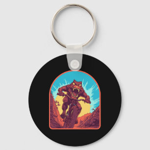 Mountain Biker Monster Awesome Horror Biking Illus Key Ring