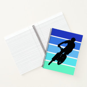Mountain Biker on Retro Blue-Green Stripe notebook