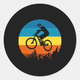 Mountain Biker Retro Sunset - Mtb Mountain Bike Classic Round Sticker