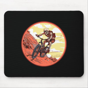 Mountain Biker Skeleton Monster Retro Horror Bikin Mouse Mat