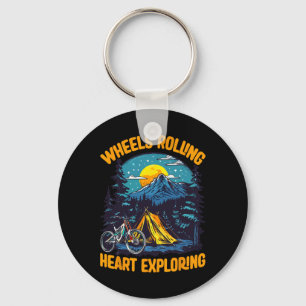 Mountain Biking Adventure Camping Wheels Rolling E Key Ring