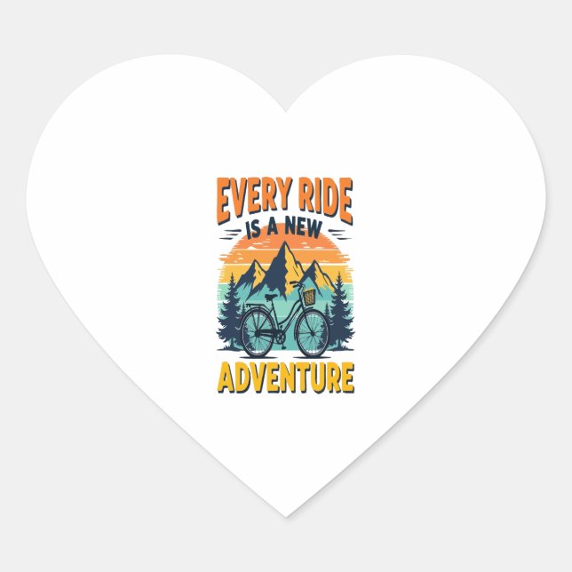 Mountain Biking Adventure Heart Sticker (Front)