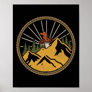 Mountain Biking Adventure Trail Mtb Cyclist Retro Poster