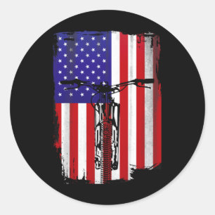 Mountain Biking American Flag Cycling Usa Flag Mou Classic Round Sticker
