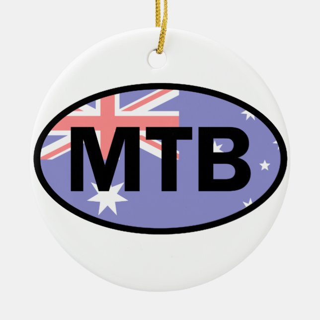 Mountain Biking Australia Flag Ceramic Tree Decoration (Front)