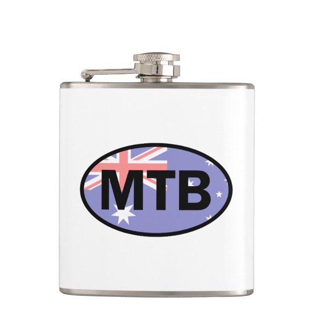 Mountain Biking Australia Flag Hip Flask (Front)