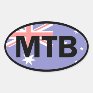 Mountain Biking Australia Flag Oval Sticker