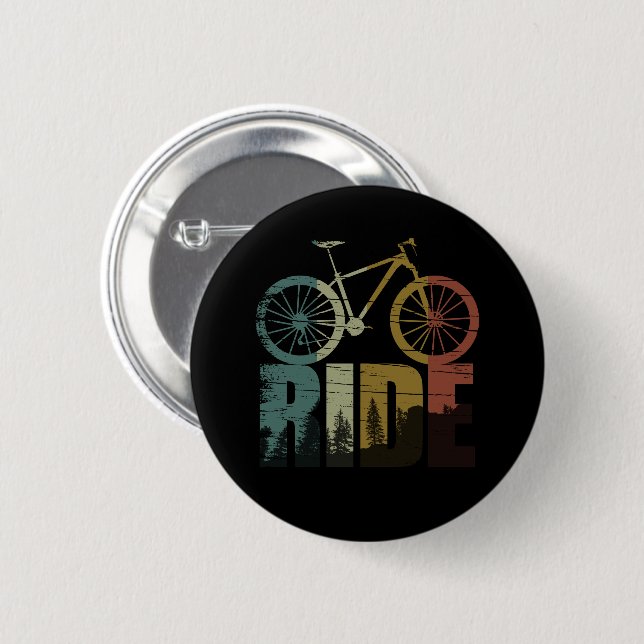 Mountain biking bikerider 6 cm round badge (Front & Back)
