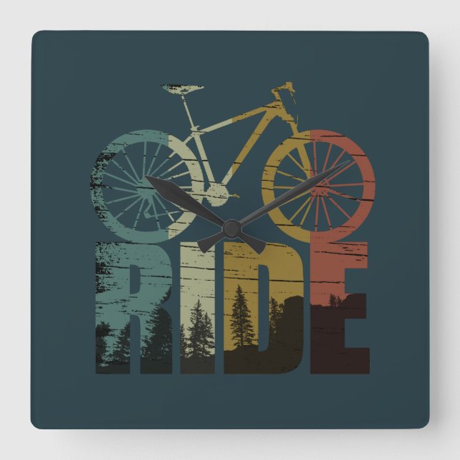 Mountain biking bikerider square wall clock (Front)
