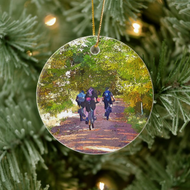 MOUNTAIN BIKING CERAMIC TREE DECORATION (Tree)