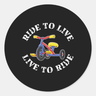 Mountain Biking Cycling Funny Tricycle Trike Classic Round Sticker
