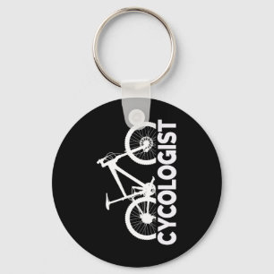 Mountain Biking Cycologist Vertical Graphic Design Key Ring